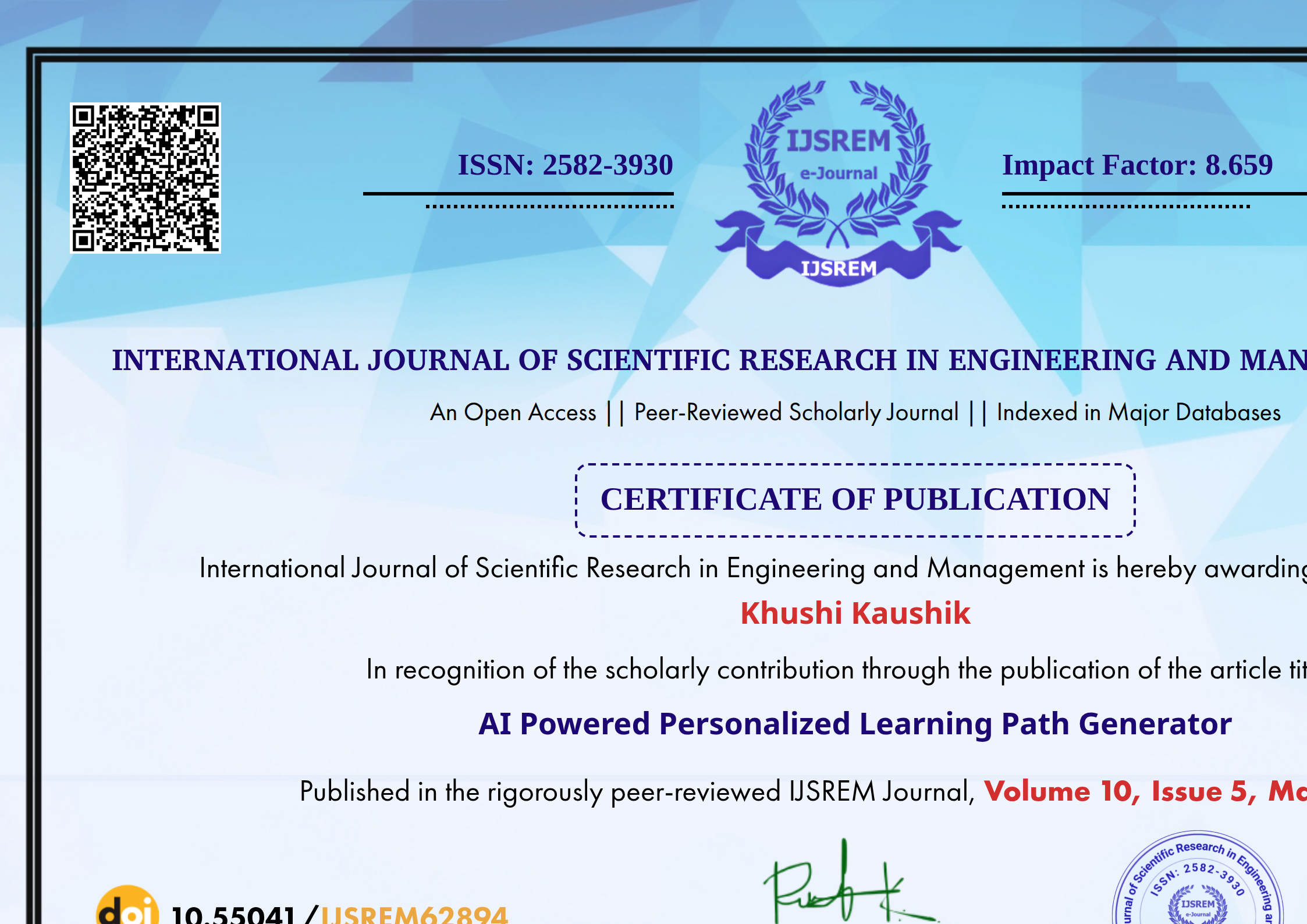 AI Powered Personalized Learning Path Generator | IJSREM