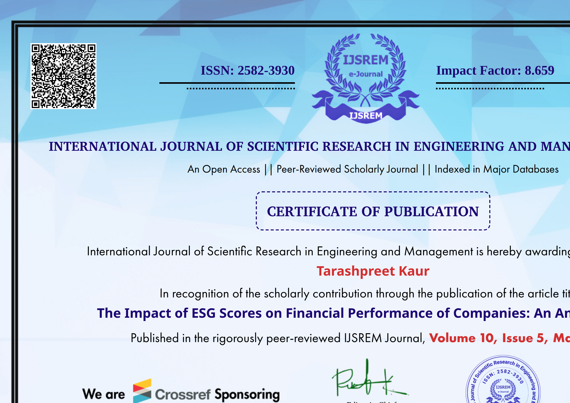 The Impact of ESG Scores on Financial Performance of Companies: An ...