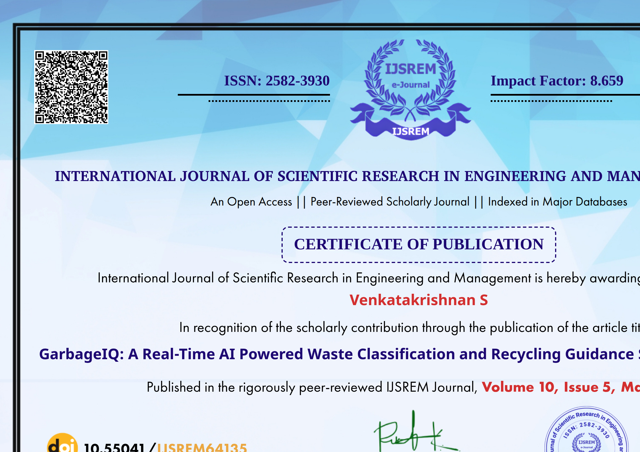 GarbageIQ: A Real-Time AI Powered Waste Classification and Recycling ...