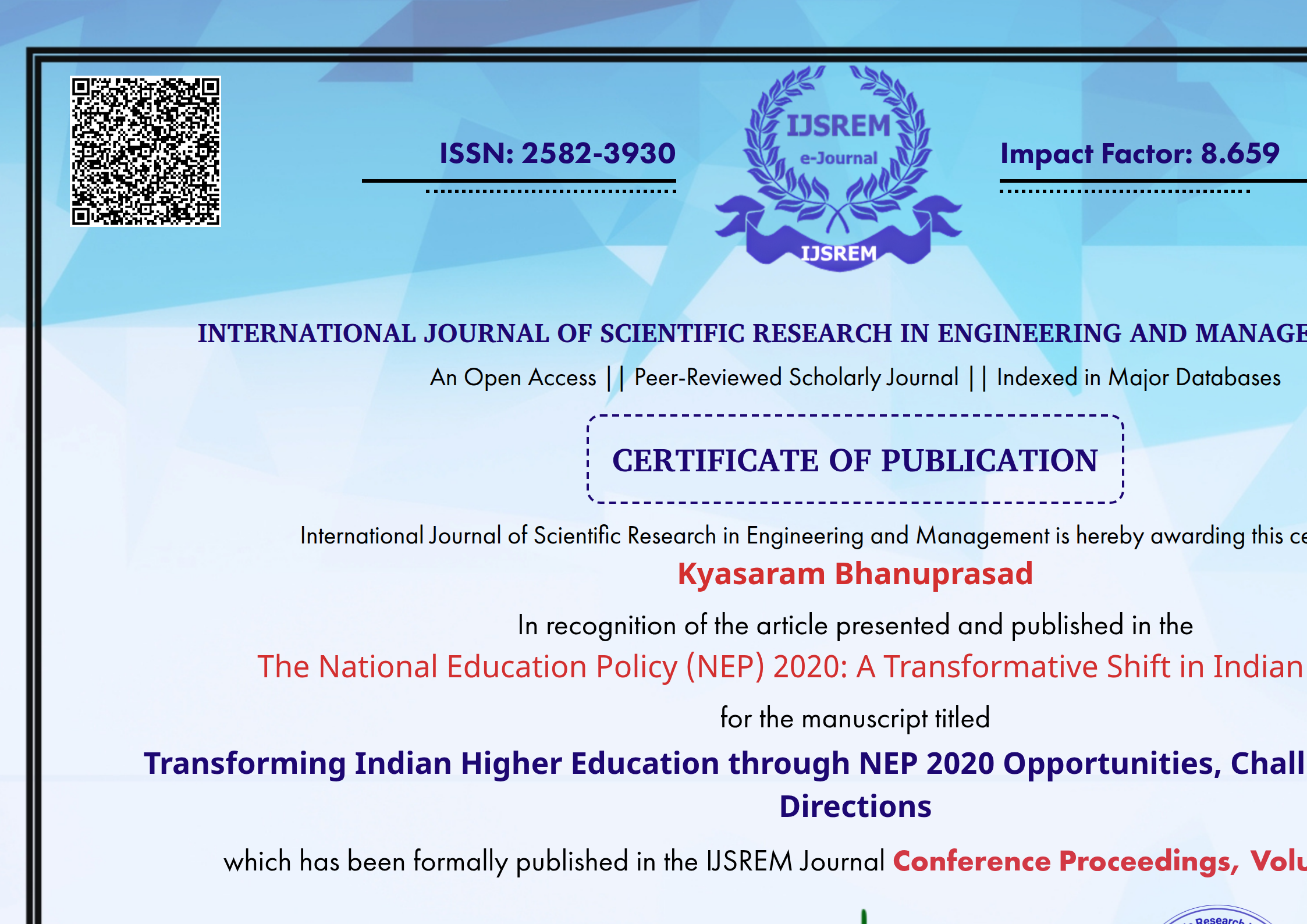 Transforming Indian Higher Education through NEP 2020 Opportunities ...